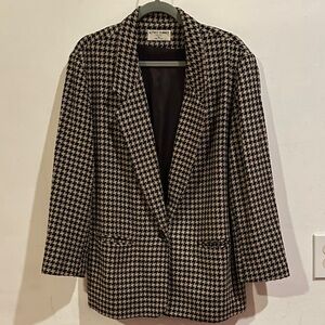 Alfred Dunner Cream Houndstooth Blazer